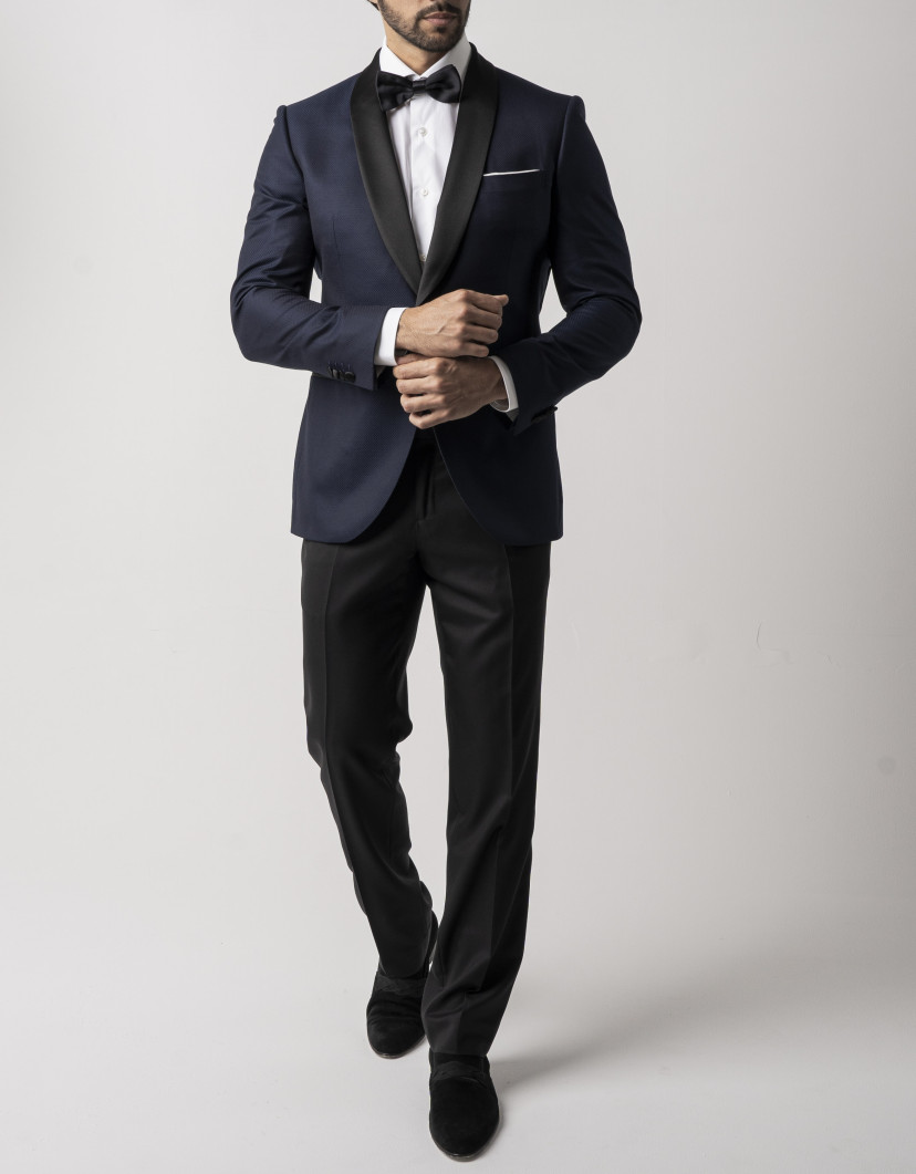 Castello d'Oro Blue Wool Tuxedo Jacket image